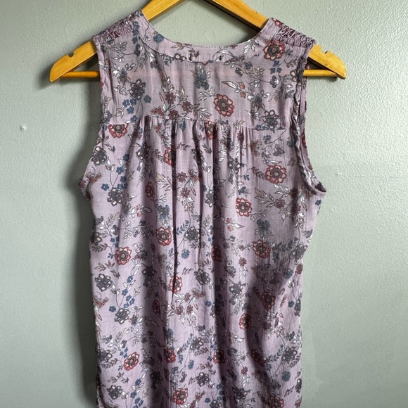 Artesia Women's Top Sleeveless Purple Floral Boho Chic Tie Front Size M EUC - Picture 4 of 9